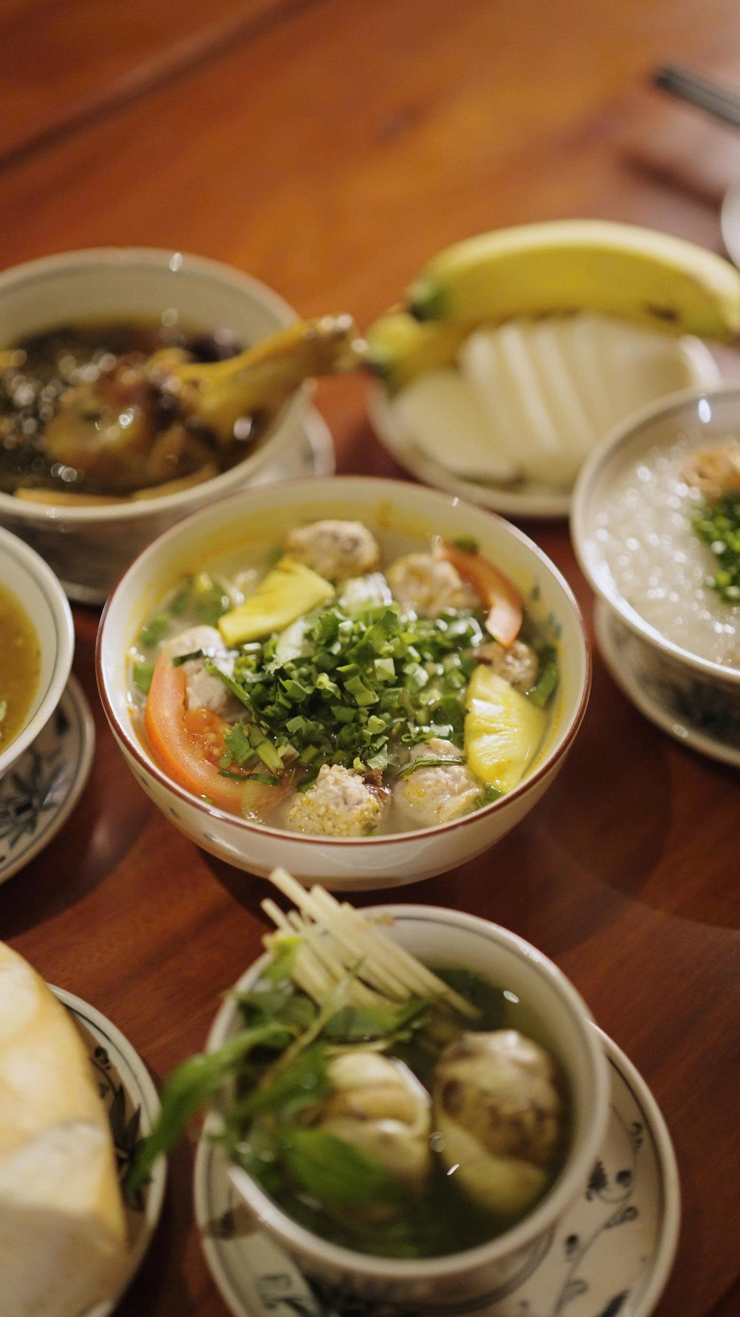 Rice Noodle Soup with Meatballs
